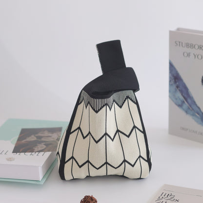 FLOWERSVERSE  INS Internet Hot New Handbag Women's Knitted Bag Japanese and Korean Style All-Match Hand Carrying Casual Tote Bag Factory Wholesale