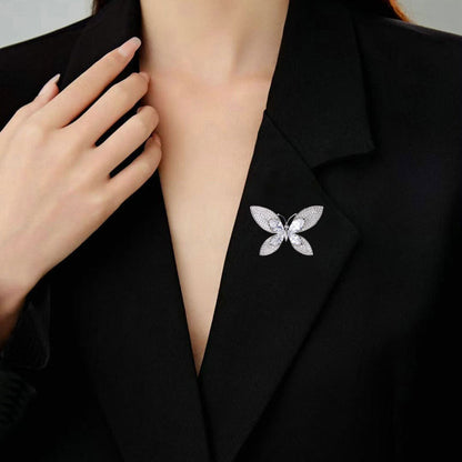 2025 New fashionable high-end fixed suit pin anti-light coat corsage temperament advanced butterfly niche brooch