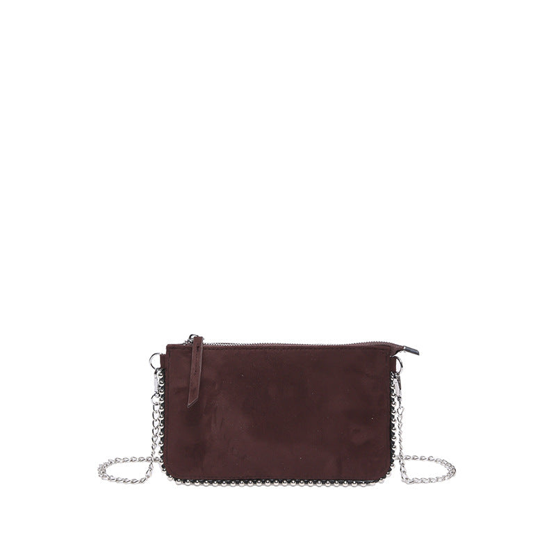 FLOWERSVERSE 2025 Cross-border new chain envelope bag, high-end niche design bead chain matte leopard print bag, messenger women's bag.