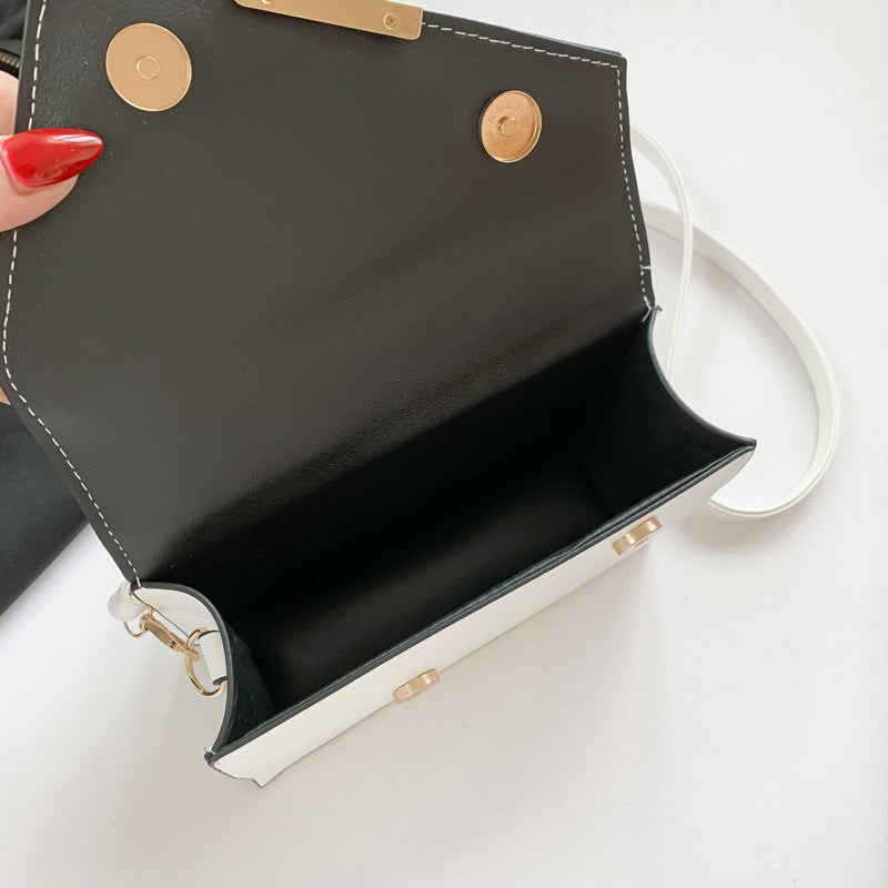 FLOWERSVERSE  Stylish Good Texture New Color-Blocking  Contrast Color Spring Leisure Simple Crossbody Metal Portable Square Pouch Women