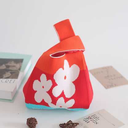 FLOWERSVERSE  INS Internet Hot New Handbag Women's Knitted Bag Japanese and Korean Style All-Match Hand Carrying Casual Tote Bag Factory Wholesale