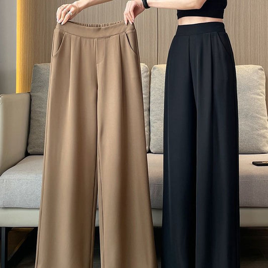 flowersverse Suit Pants Women's Spring and Autumn High Waist Drooping Wide-Leg Pants  New Summer Thin Casual Narrow Straight Women's Pants
