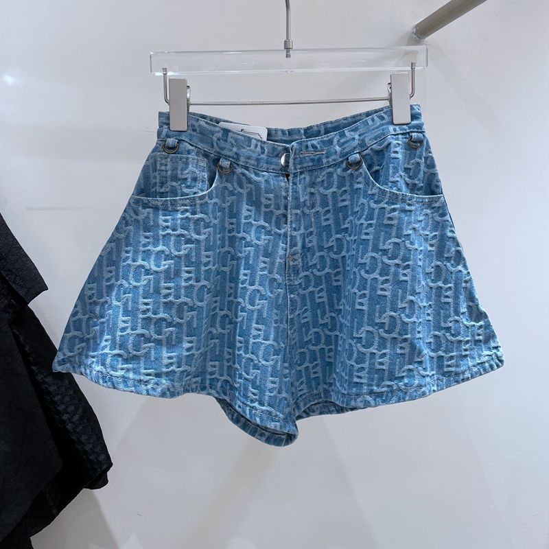 flowersverse South Korea Dongdaemun  Summer Niche Design Jacquard Denim Shorts Fashionable Chic Wide-Leg Pants for Women