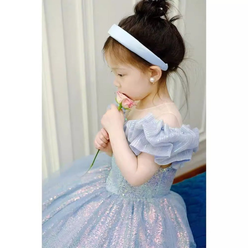 flowersverse Children's Day Host's Dress Girls' Dress Light Luxury Minority High-End Birthday Princess Dress 61