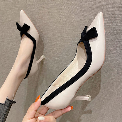2025 SX8806-B1  bow high heels 2025 new single shoes women's Korean version niche design stiletto women's shoes
