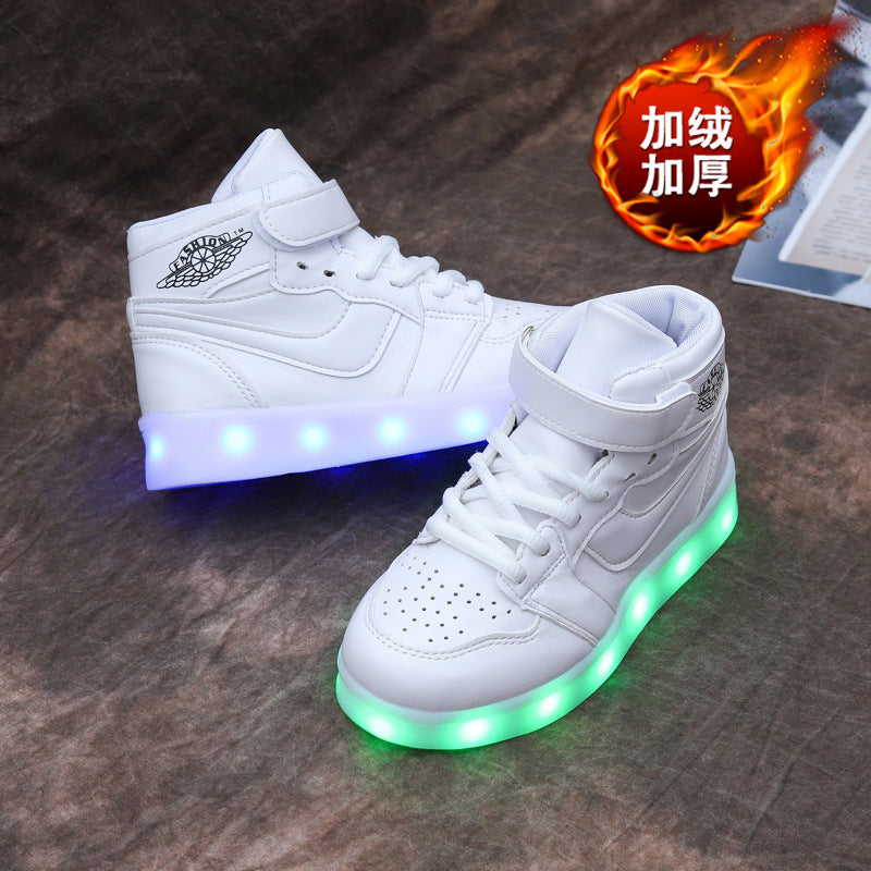 flowersverse USB Charging Light Shoes Led Shuffle Dance Shoes Luminous Children Boys Girls AJ Student Leisure Sneaker Tide