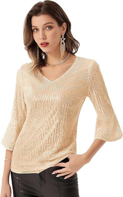 FLOWERSVERSE popular跨境货源外贸欧美女装 亚马逊新款纯色亮片宽松衬衫连衣裙