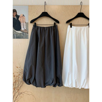 summer new fashion Popular elastic high waist versatile flower bud princess skirt women's thin medium and long skirt