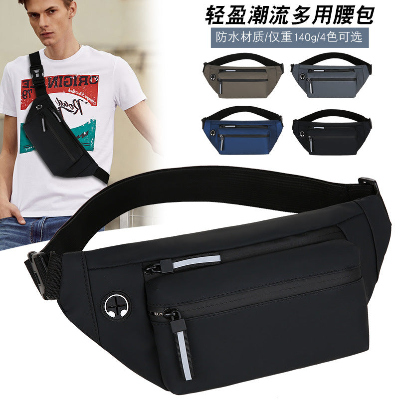 FLOWERSVERSE Men's Cell Phone Belt Bag Black Stall Leisure Waterproof Men's Chest Pack Outdoor Running Sports Cross Body Bags Foreign Trade