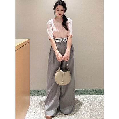 flowersverse Cross-Border Japanese Style S Home  Summer New Sweet High Waist Flanging Casual All-Matching Wide Leg Trousers for Women 24a147