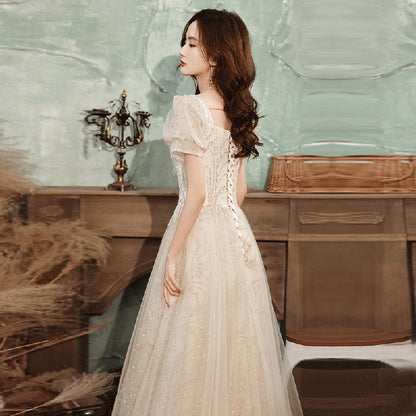 dress women's 2025 spring and summer new fairy temperament girlfriends dress short-sleeved host banquet evening dress