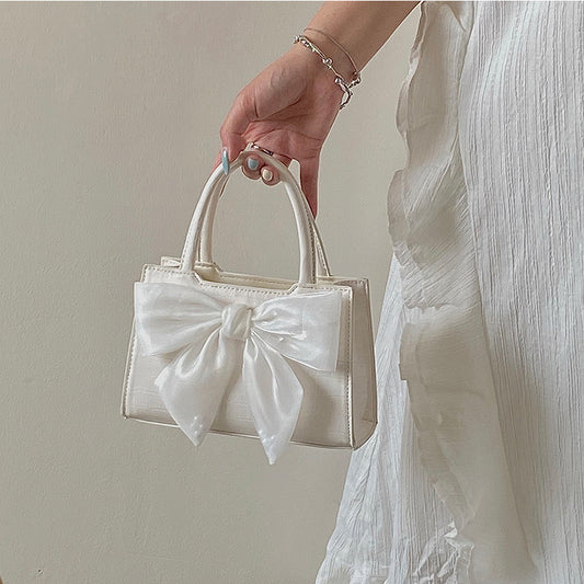 FLOWERSVERSE 2025 Little girl bag, celebrity style, sweet girl bow handbag, summer shoulder oblique span small square bag