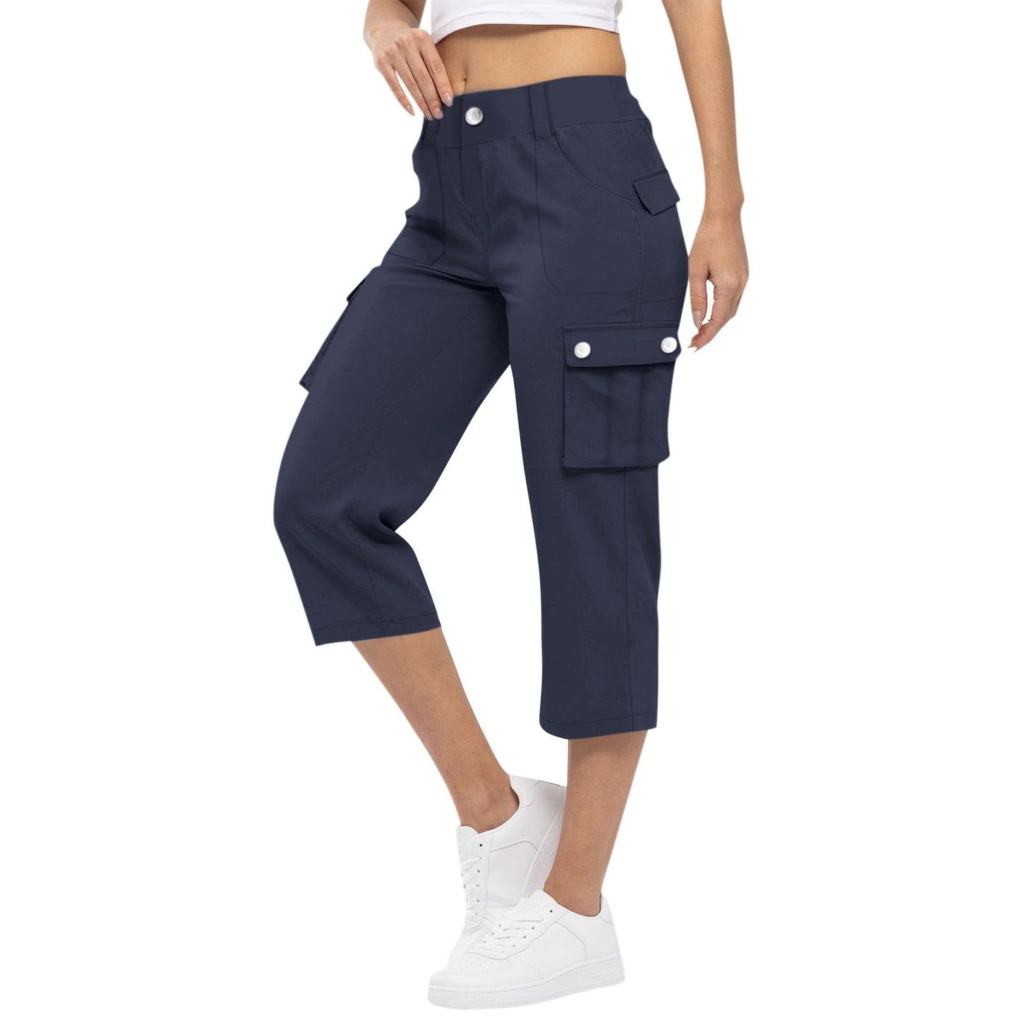 FLOWERSVERSE  Women's Trendy All-Match Solid Color Fitness Running Leisure Loose Wide Leg Straight Workwear Cropped Pants
