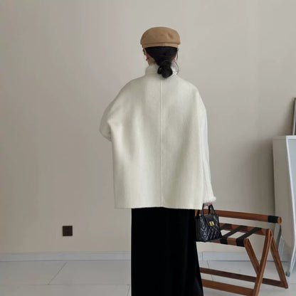 2025 All-wool national style shoulder sleeves stand-up collar buckle double-sided cashmere coat high-end woolen coat women's autumn and winter new