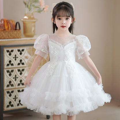 flowersverse Girls' Princess Dress  Summer New Children's Dress Baby Western Style Festival Performance Children's Clothing Dress Wholesale