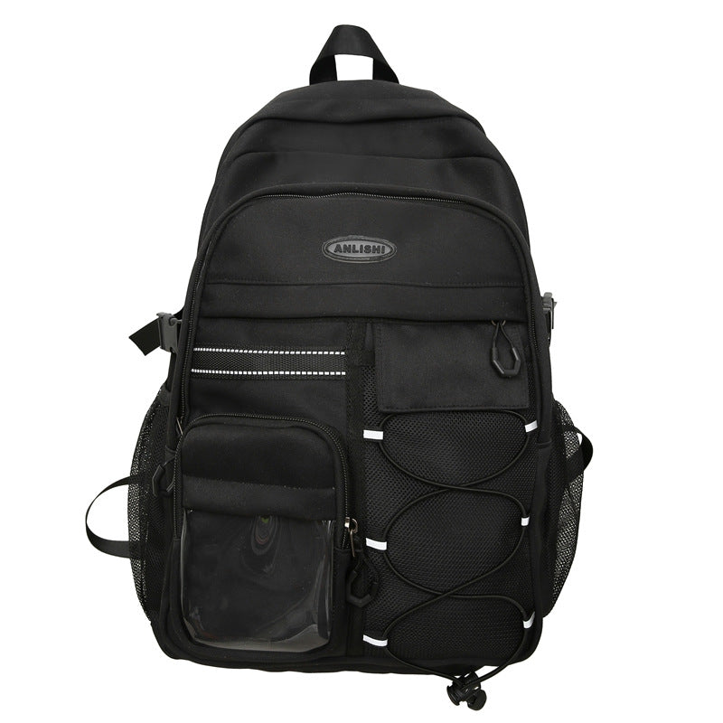 2025 School bag Junior high school female burden reduction backpack Middle school student school bag popular new high school girls large capacity super light men