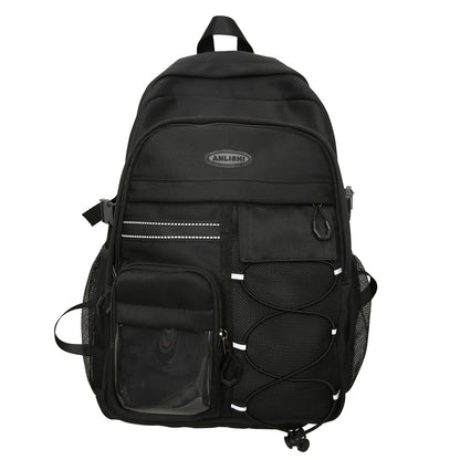 2025 School bag Junior high school female burden reduction backpack Middle school student school bag popular new high school girls large capacity super light men