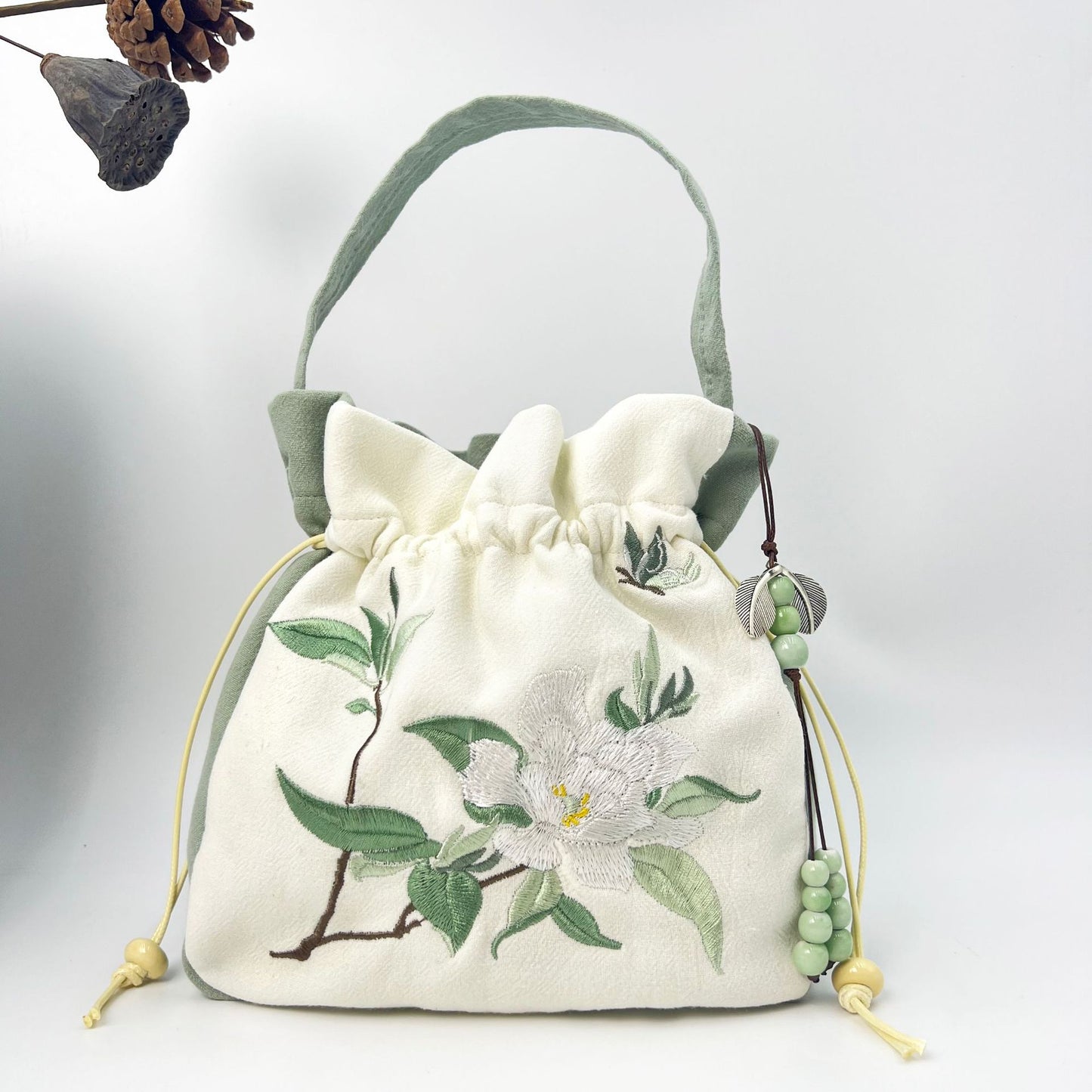 FLOWERSVERSE  Spring Outing with Embroidered Han Chinese Clothing Crossbody Bag Antiquity Bag Artistic Tassel National Style Casual All-Match Clutch Bag Large Capacity