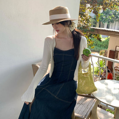 2025 spring new Korean version temperament long-sleeved slim-fit knitted cardigan women's sunscreen shawl women 25229