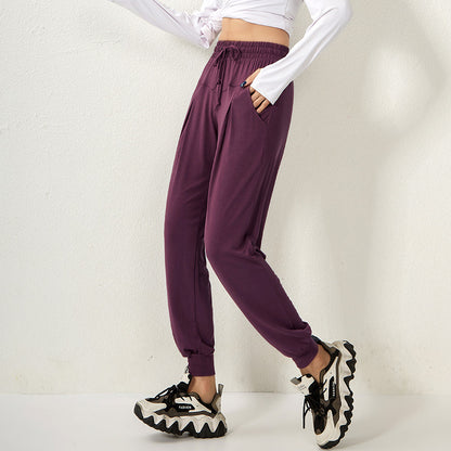 FLOWERSVERSE  Strictly Choose  Pocket Foreign Trade Yoga Pants Women's Loose Tappered Running Quick-Drying High Waist Casual Sports Pants