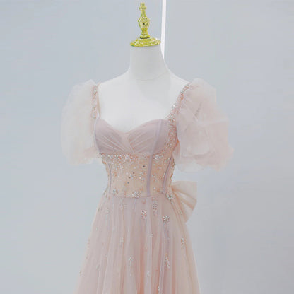 Pink evening dress female 2022 new temperament socialite banquet annual meeting fairy art test vocal host dress