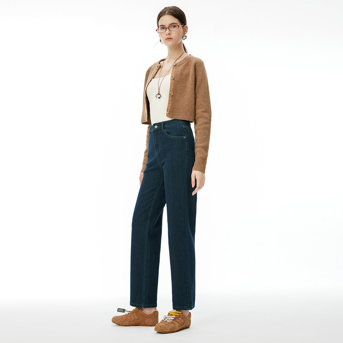 2025 popular autumn and winter new four-sided elastic denim nine-point pants women's high-waisted denim baguette pants high-slim jeans women