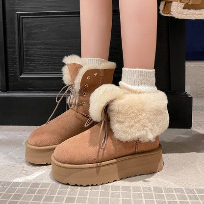 2025  Retro commuter thick-soled versatile casual comfortable warm snow boots autumn popular new fashionable simple short boots women