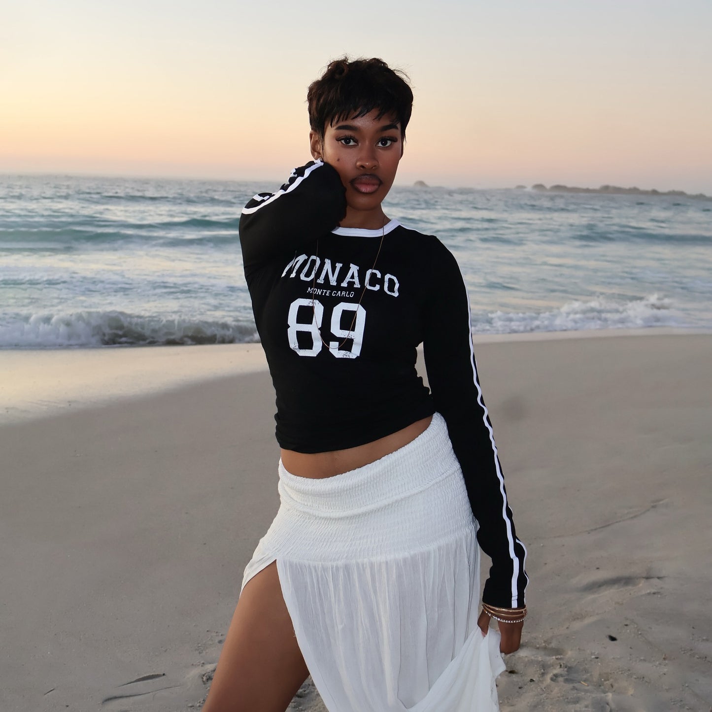 New Alphanumeric Long Sleeve Printed T-Shirt Women's Spring Summer Retro Striped Long Sleeve T-Shirt  Spice Girls