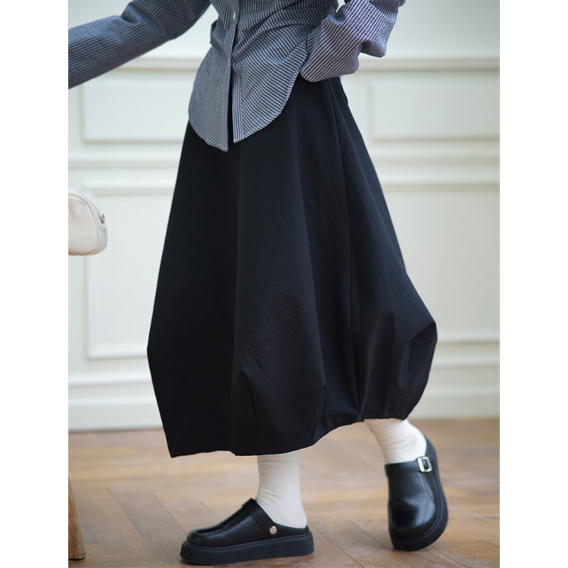 2025  spring new Korean version solid color flower high waist and thin temperament commuting puffy skirt 3015