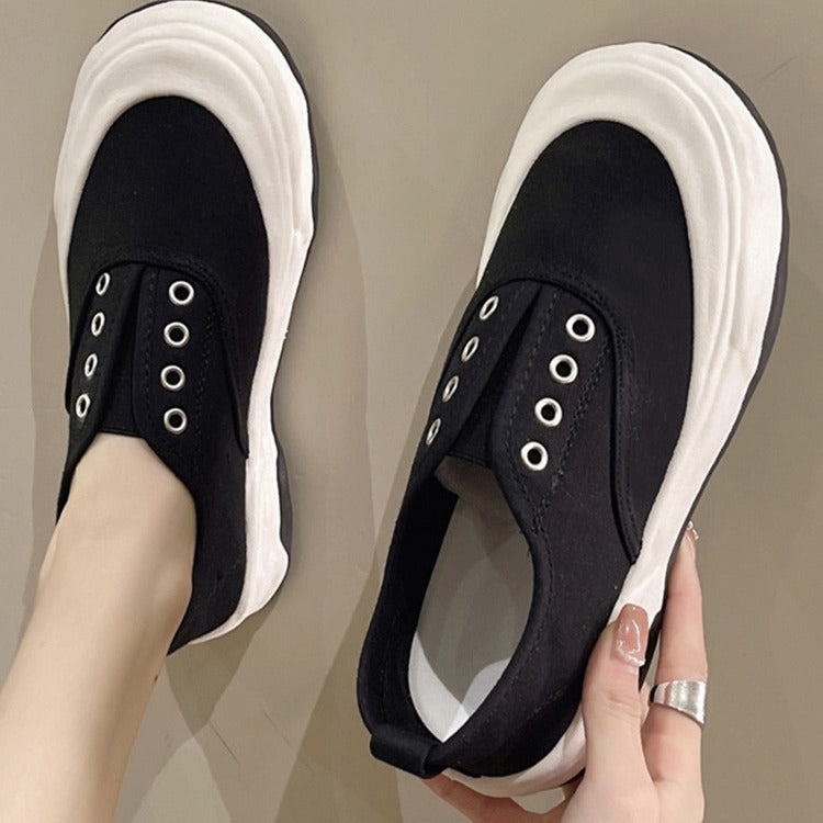 flowersverseCasual Shoes for Women  Spring and Summer New Western Style Non-Slip Thick-Soled Canvas Shoes Trendy All-Matching Student Dissolved Shoes