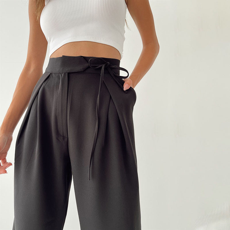 flowersverse Cc21172 Knitted Casual Sports Trousers HOTan and NEWn Women's Clothing Spring White High-Waist Loose Straight-Leg Wide-Leg Pants