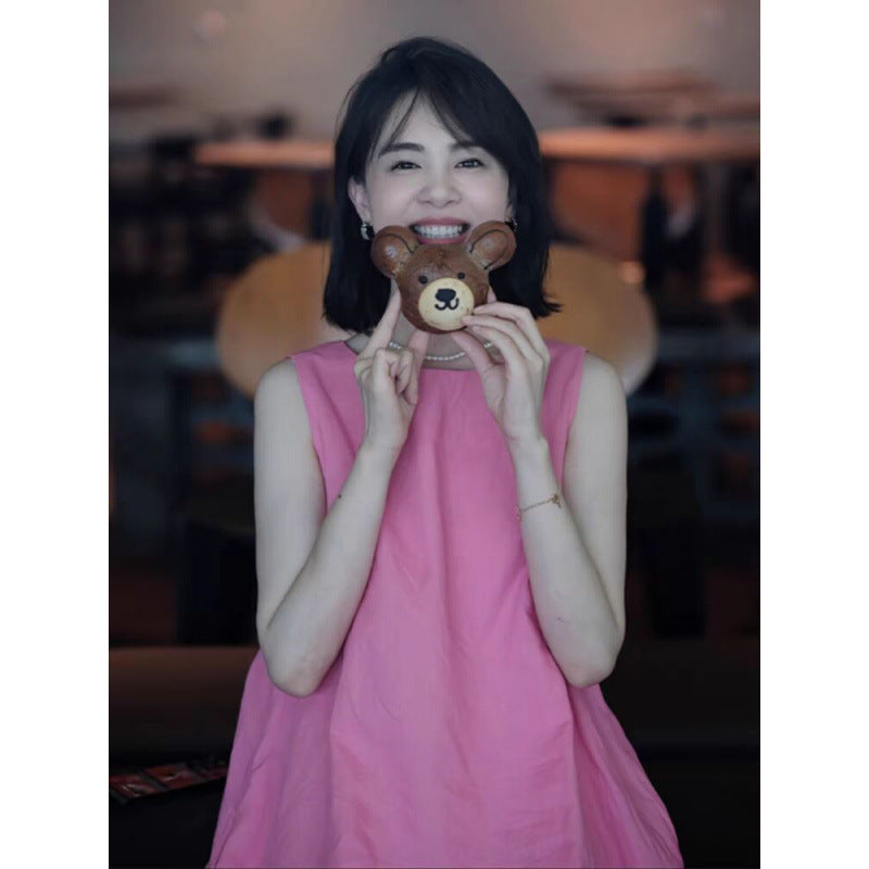 summer new Korean version of small men wear thin and age-reducing versatile casual pink loose vest dress