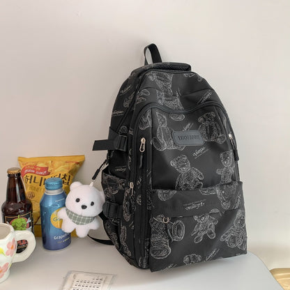 Good-looking Partysu Backpack Girls Lightweight and Large Capacity Early High School Student Schoolbag Trendy Cool Casual Backpack