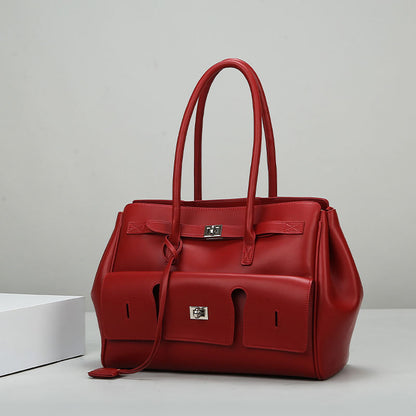2025 tote bag,  retro fashion large-capacity handbag, high-end simple commuter bag, women can shoulder