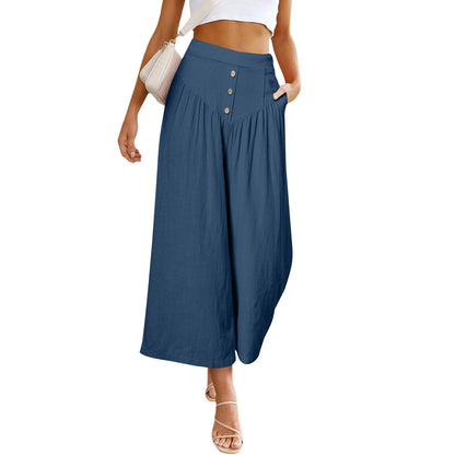 FLOWERSVERSE  Popular European and American Foreign Trade Lazy Relaxed Feeling  Independent Station Casual Wide Leg High Waist Women's Cropped Pants