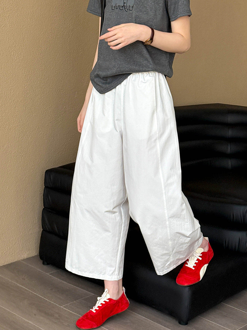 2025  Spring New Korean Version High Waist Elastic Washed Loose Casual Wide Leg Pants Pants 6027