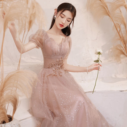 Small evening dress skirt banquet 2025 new light luxury New sense niche style temperament host dress female spring