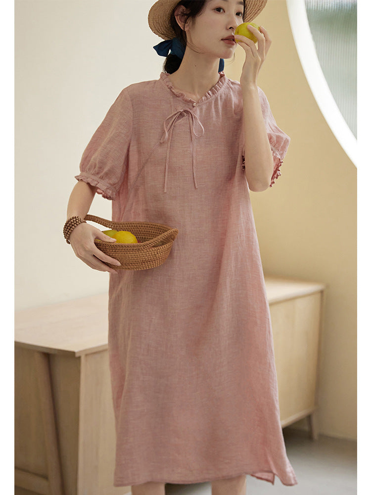 Cotton and linen women's dress, dyed improved cheongsam women's summer 2023 new skirt 230111