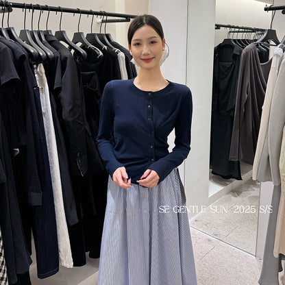 2025 spring and summer new temperament versatile wool knitted cardigan women's long-sleeved sunscreen top 25224