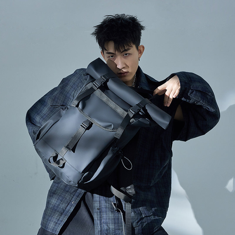 2025 Trendy and cool folding roll-up casual backpack men's large-capacity outdoor travel backpack high-value college student schoolbag