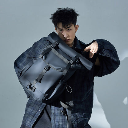 2025 Trendy and cool folding roll-up casual backpack men's large-capacity outdoor travel backpack high-value college student schoolbag