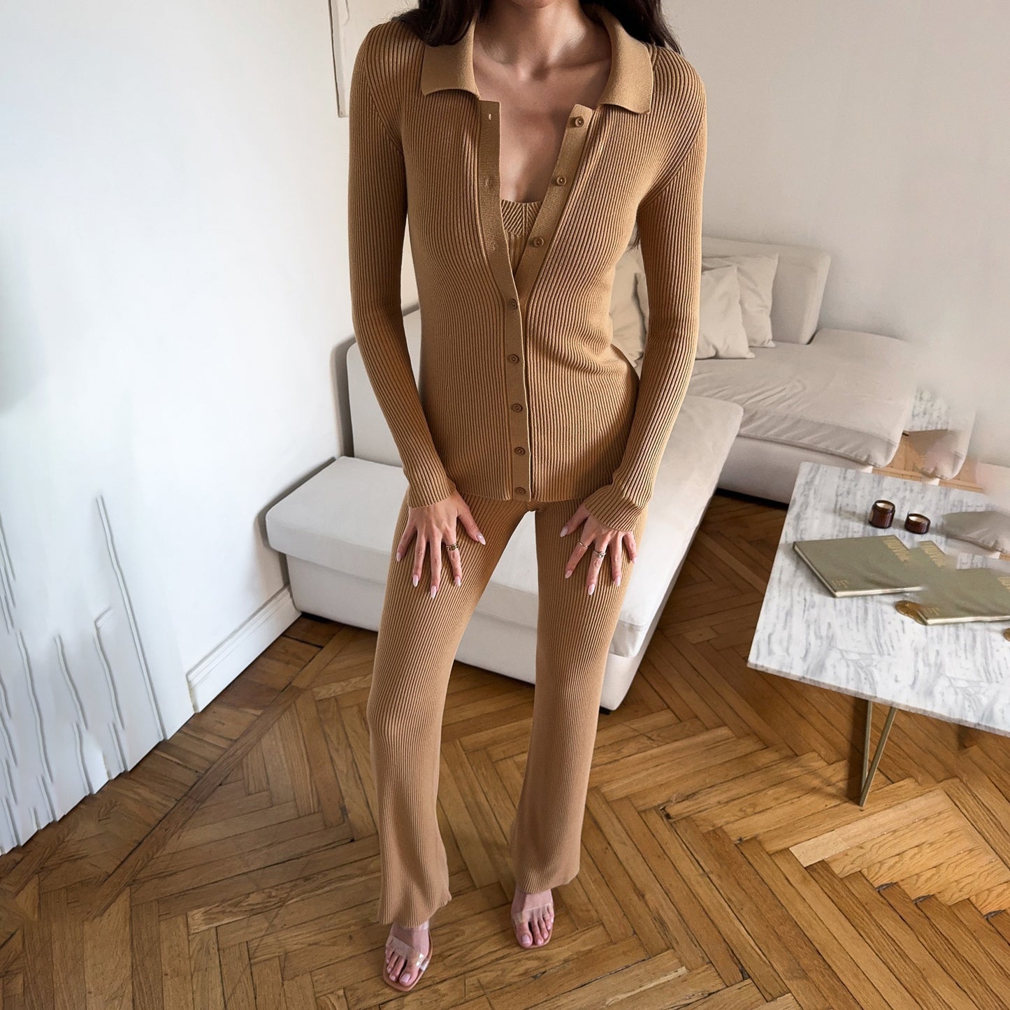 spring, summer and autumn new temperament  Spice Girls wool three-piece sweater knitted  fashion suit