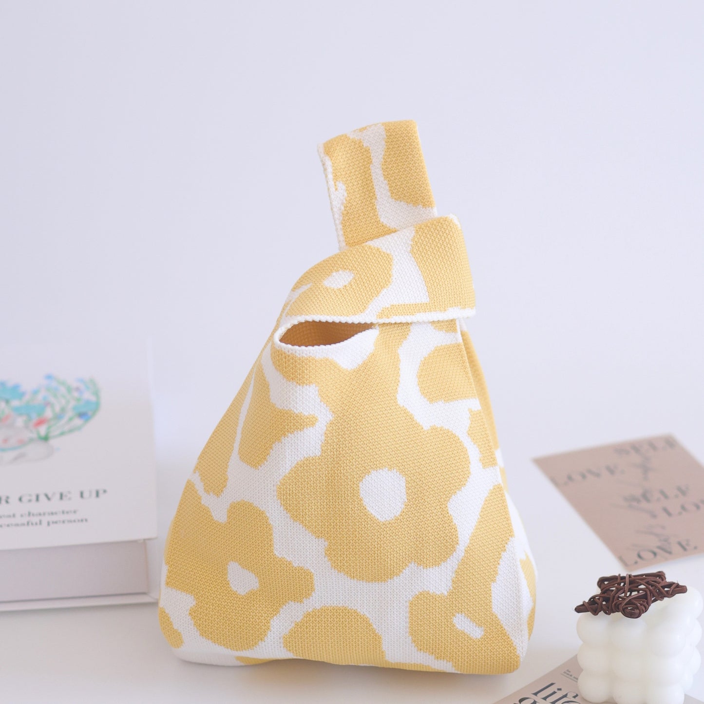 FLOWERSVERSE  INS Internet Hot New Handbag Women's Knitted Bag Japanese and Korean Style All-Match Hand Carrying Casual Tote Bag Factory Wholesale