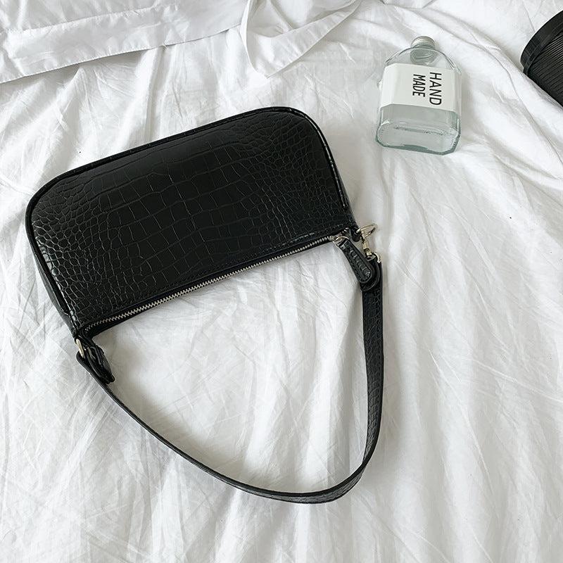 FLOWERSVERSE  High-Grade  Special-Interest Design Bag Retro Underarm Bag Baguette Bag Alligator Print Handbag Bag Handbag