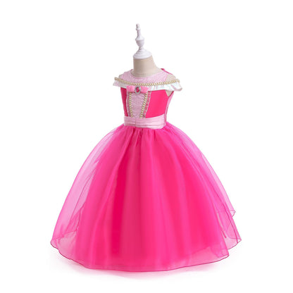 flowersverse New Girl's Dress Sleeping Beauty Dress Ailuo Princess Dress Girl's Dress European and American Style Children's Clothing in Stock