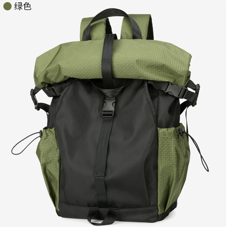 2025 New men's backpack backpack folding roll mouth trend fashion tooling function wind travel leisure backpack men