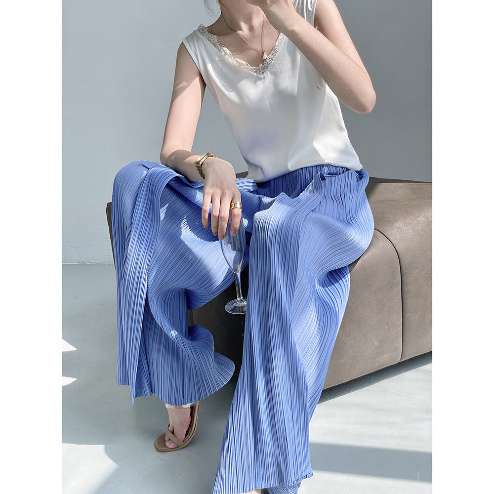Folds  summer new fashion drape loose Miyake casual pants women's senior sense thin versatile wide-leg pants