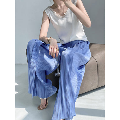 Folds  summer new fashion drape loose Miyake casual pants women's senior sense thin versatile wide-leg pants