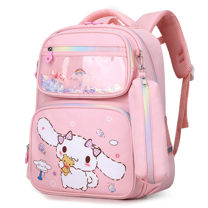 Elementary School Student Cartoon Fresh Girl Schoolbag Grade 2 to Grade 3 Decompression Spine Protection Schoolbag Multi-Compartment Large-Capacity Backpack