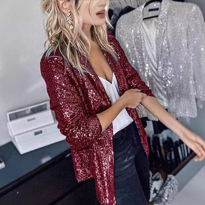 FLOWERSVERSE 2025 2025  new models,  wish women's sequined long-sleeved autumn and winter temperament small blazer